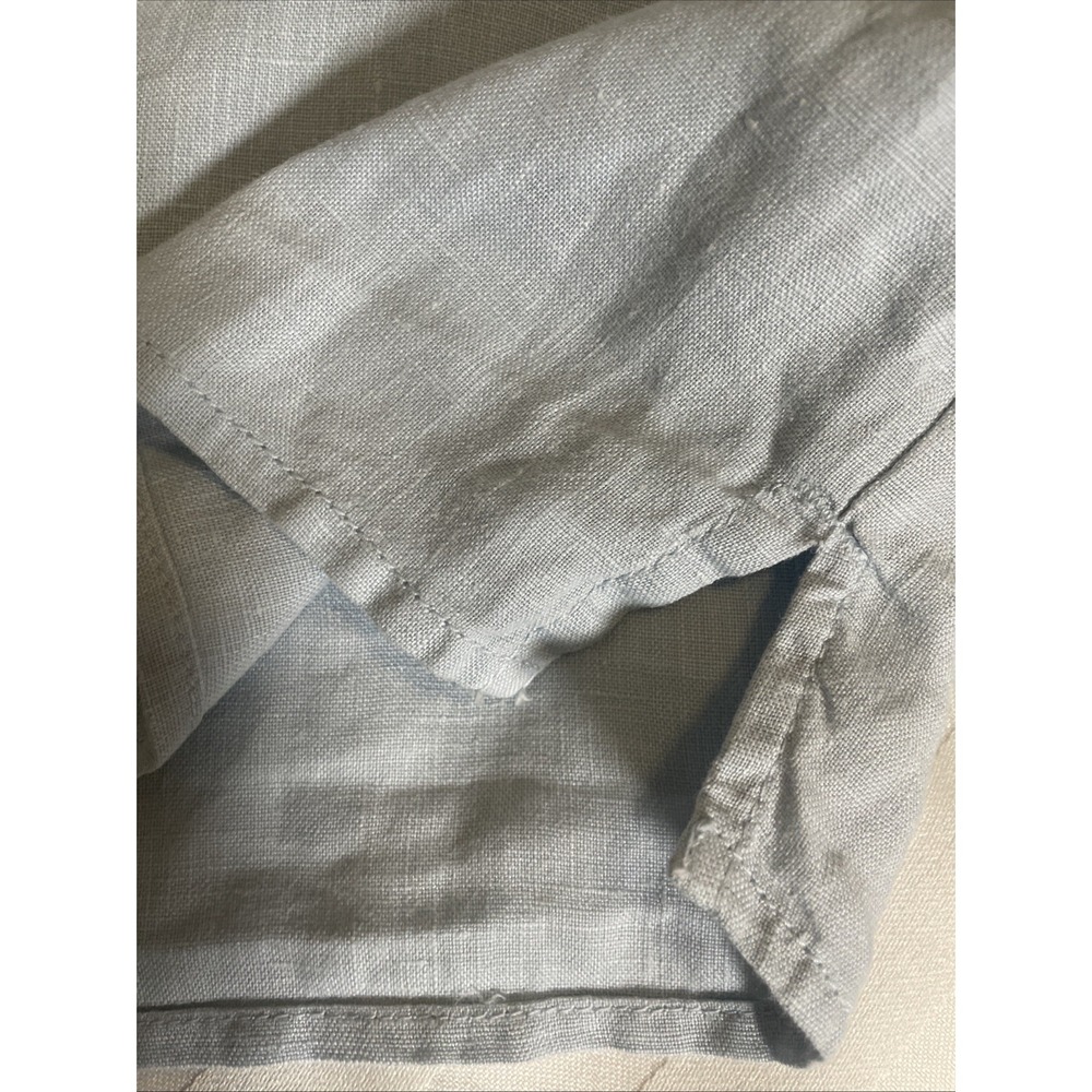 Joie 100% Linen Baby Blue Cropped Button Down Short Sleeve Shirt Women's Medium - Picture 8 of 10